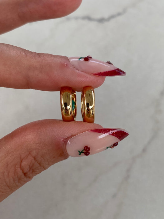 14K Natural Emerald Reversible Huggie Earrings