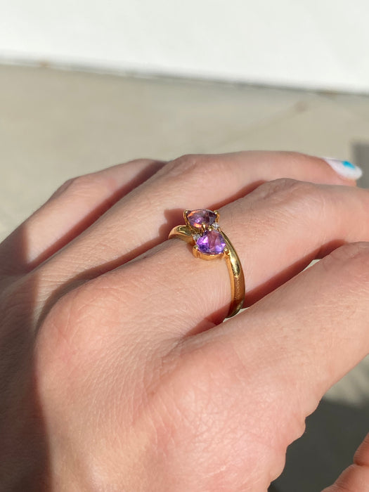 18k amethyst heart diamond ring size 6