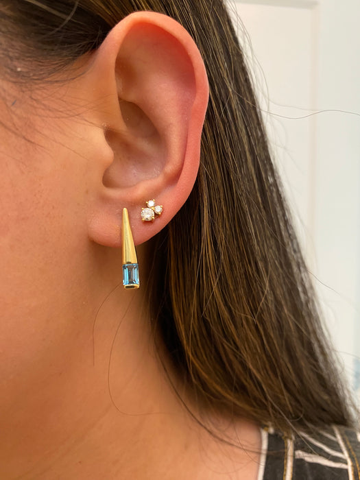 14k blue topaz pointed stud earrings