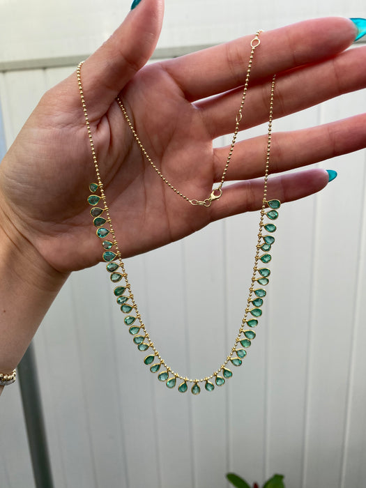 14k emerald bead necklace 18”