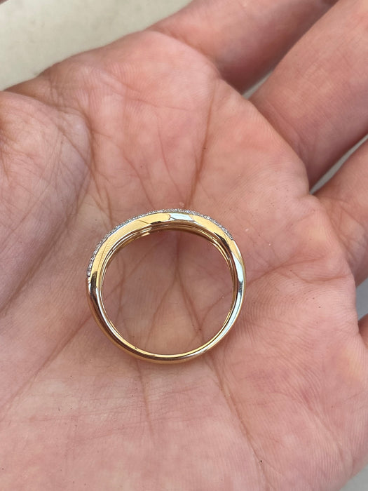14K Gold Wavy Double Diamond Ring