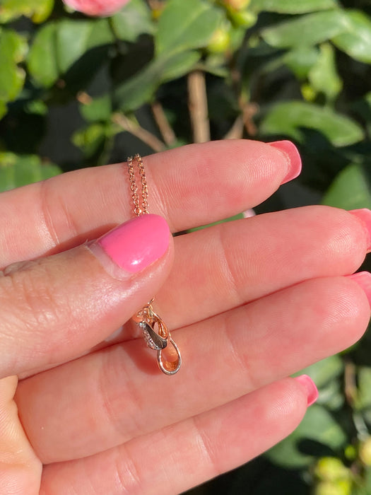 14k rose gold diamond bow necklace