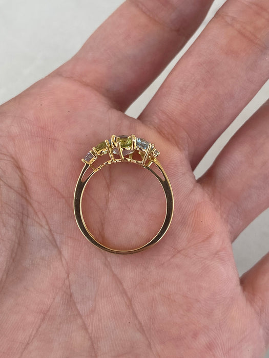 18K Blue Topaz & Peridot Ring