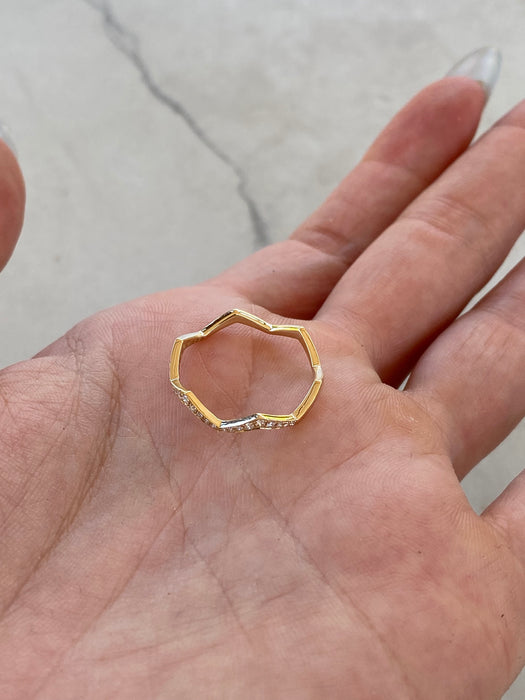 14K Natural Diamond Zig Zag Ring