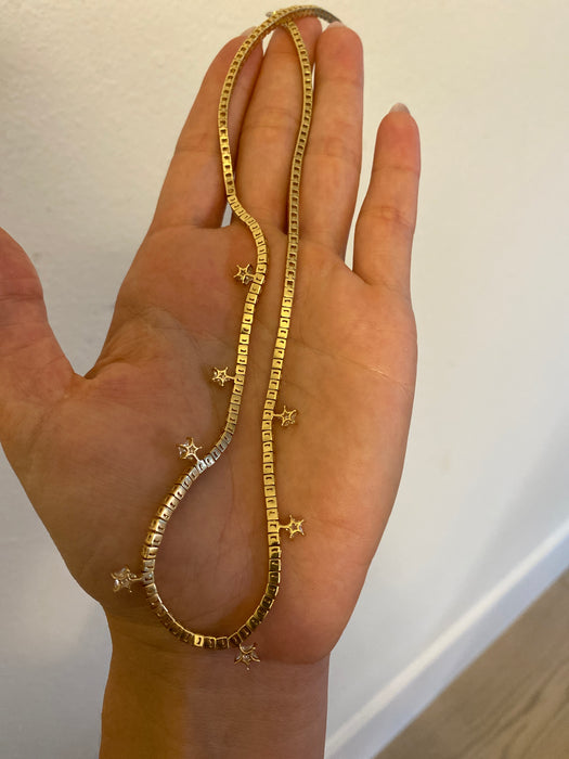 14K Gold Lab Diamond Star Tennis Necklace – 8 CTW VS/E Lab Diamonds, 16”