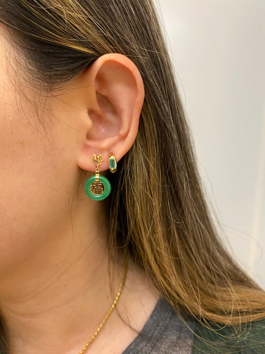 14k green jade earrings