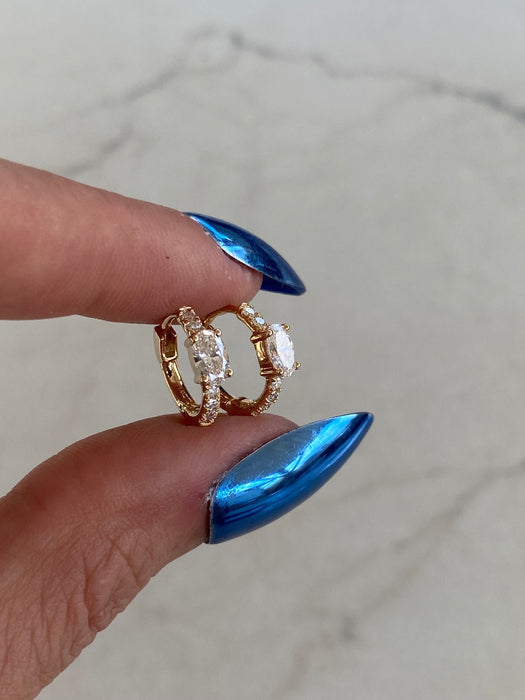 14K Lab Diamond Oval Huggie Earrings