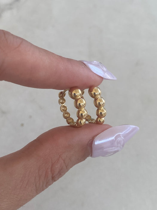 14K Gold Bubble Huggie Hoop Earrings