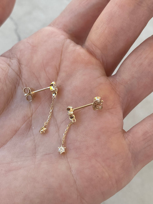 14K Lab Diamond Star Drop Earrings