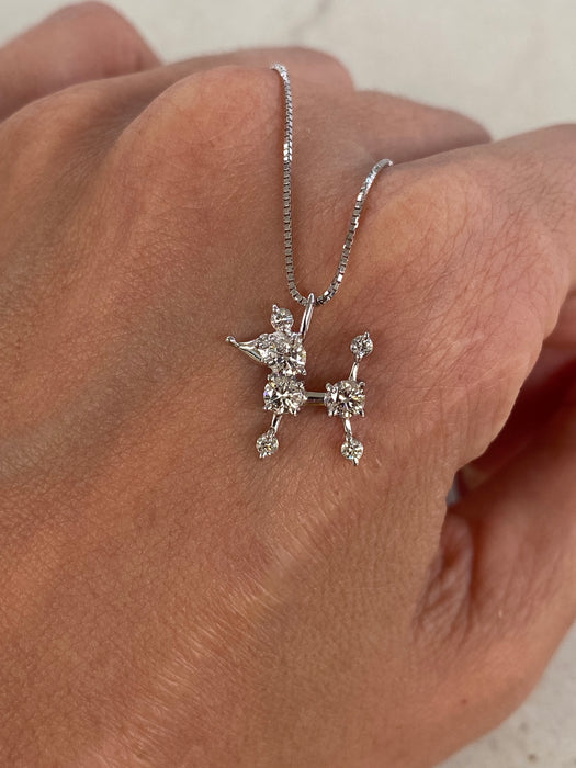 Vintage 18K White Gold Diamond Poodle Necklace