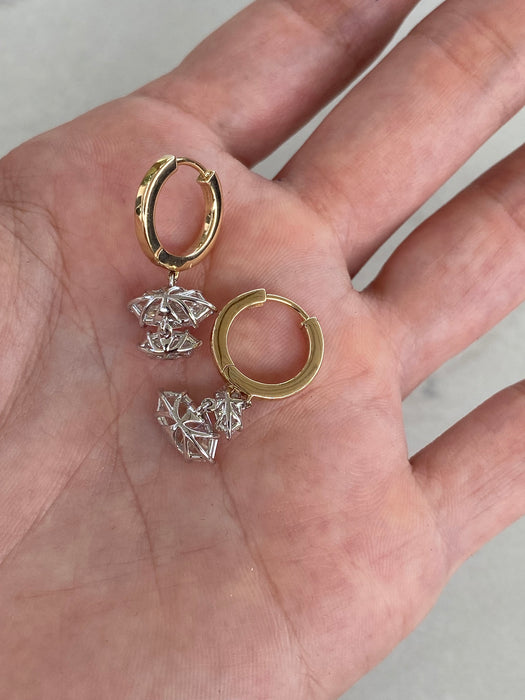 14K Yellow Gold 3 Carat Step Cut Lab Diamond Marquise Huggy Earrings