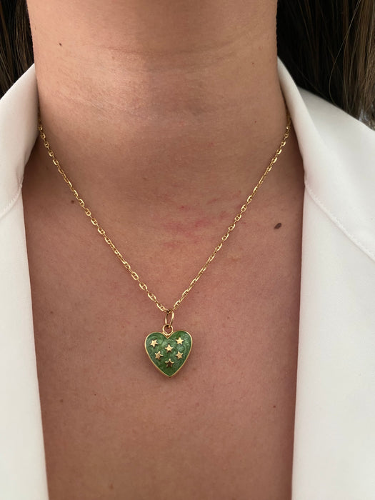 14k double sided enamel star heart pendant charms