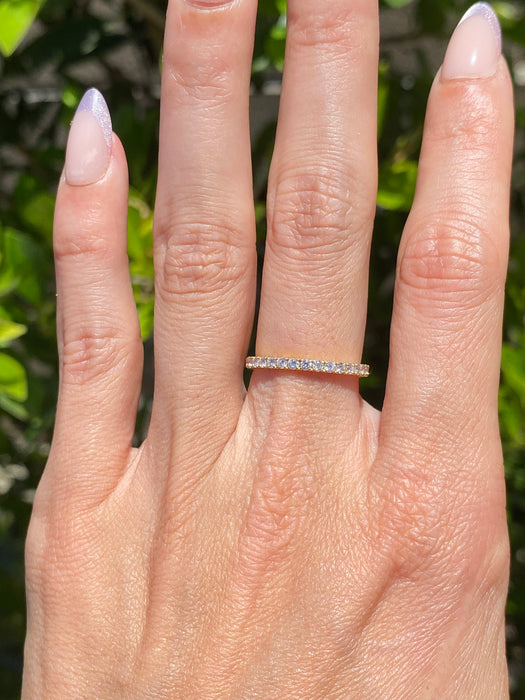 Vintage 18K Gold Natural Diamond 3/4 Eternity Ring