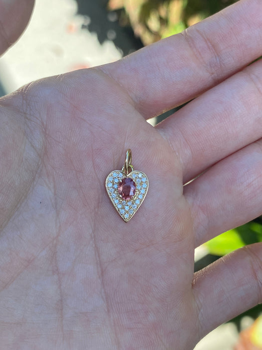 14k diamond gemstone heart pendant charm