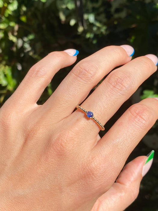 14k blue sapphire bead ring size 6.5