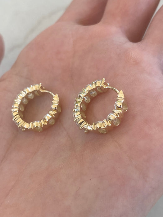 14K Gold 3.80 CTW Oval Lab Diamond Inside-Out Hoop Earrings