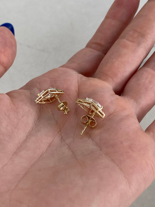 14K 1.6 TCW Dutch Marquise Lab Diamond Stud Earrings