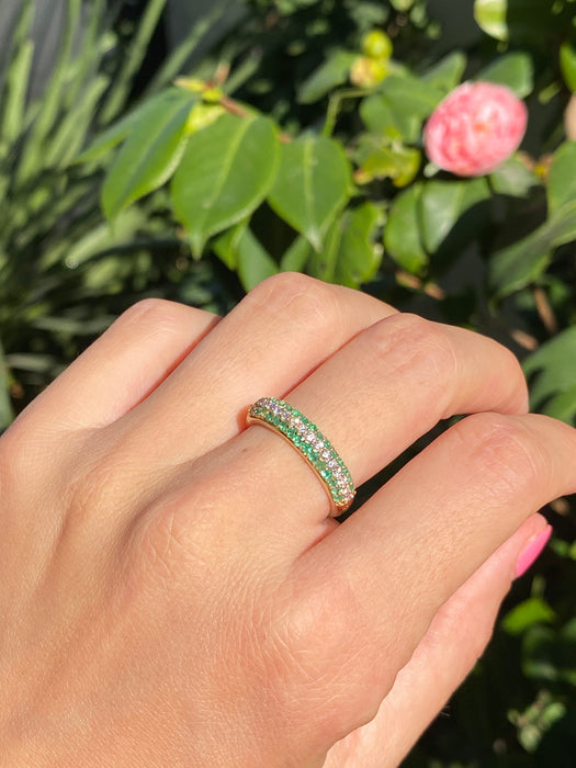 14k emerald diamond ring size 7.25