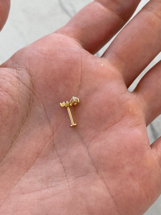 14K Gold Lab Diamond Curved Flat Back Stud Earring