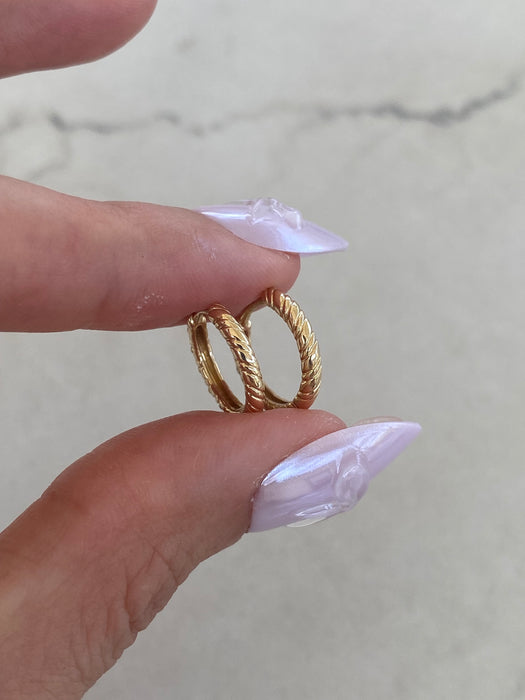 14K Gold Lab Diamond Reversible Croissant Huggie Earrings