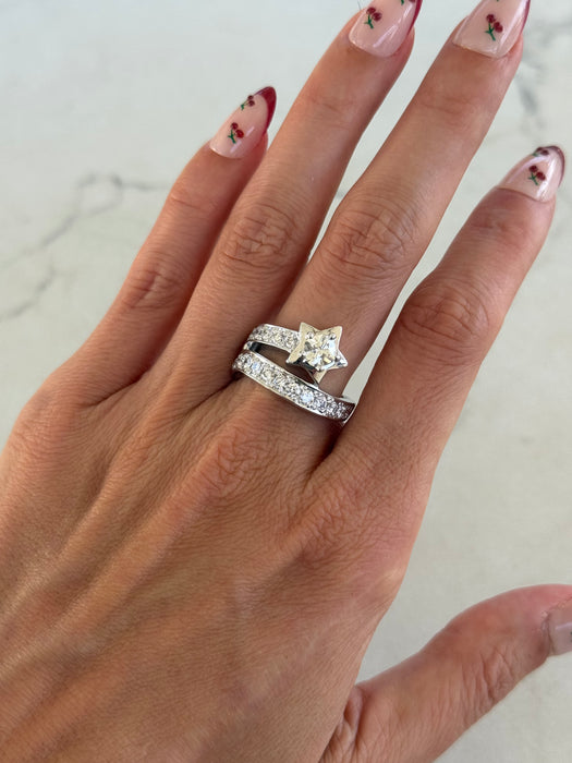 Vintage Platinum 900 Diamond Shooting Star Ring
