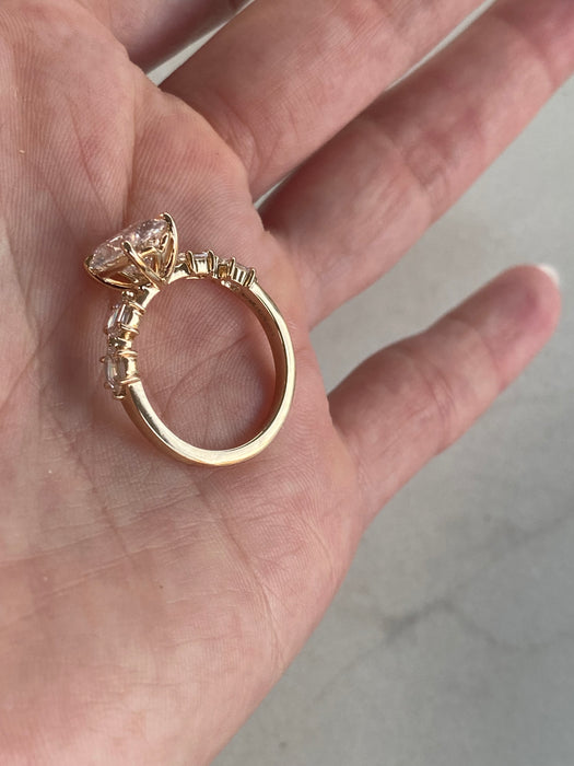 14K 2.83 TCW Oval Lab Diamond Ring
