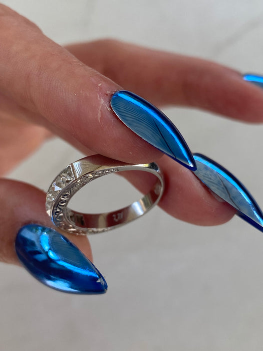 Antique French Platinum 850 French Cut Diamond Ring — Circa 1910