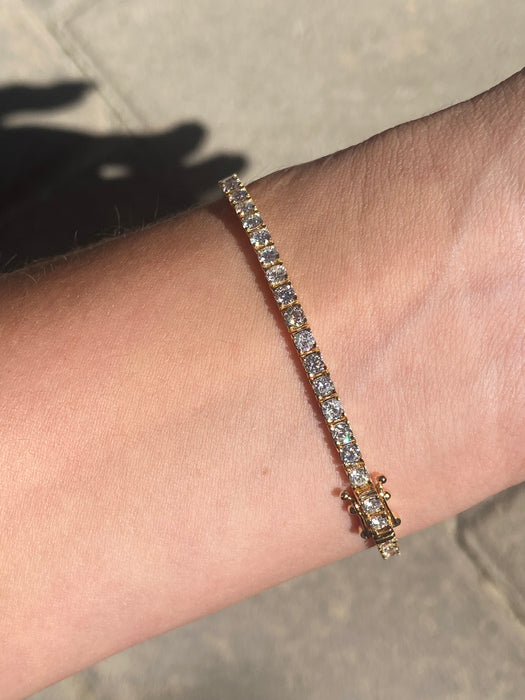 18K Gold 4 Carat Natural Diamond Tennis Bracelet