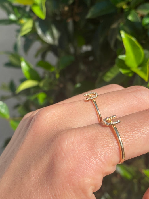 14k diamond letter u ring size 6.5