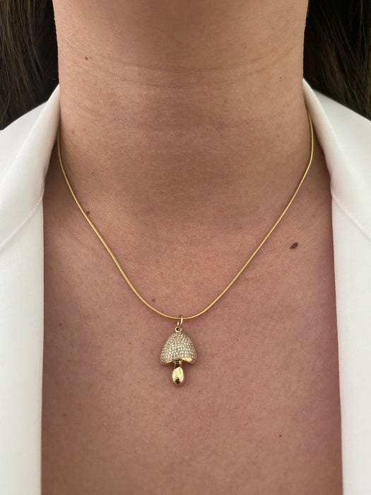 14k diamond mushroom charm