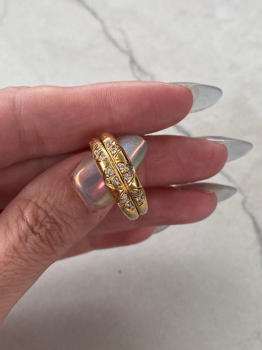 Vintage 18K Gold Diamond & Hidden Emerald Convertible Ring