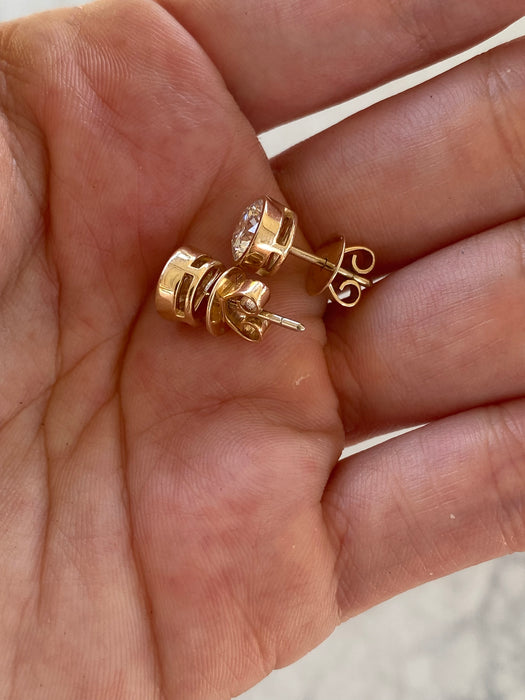 14K Gold Bezel Lab Diamond Stud Earrings – 2.17 TCW