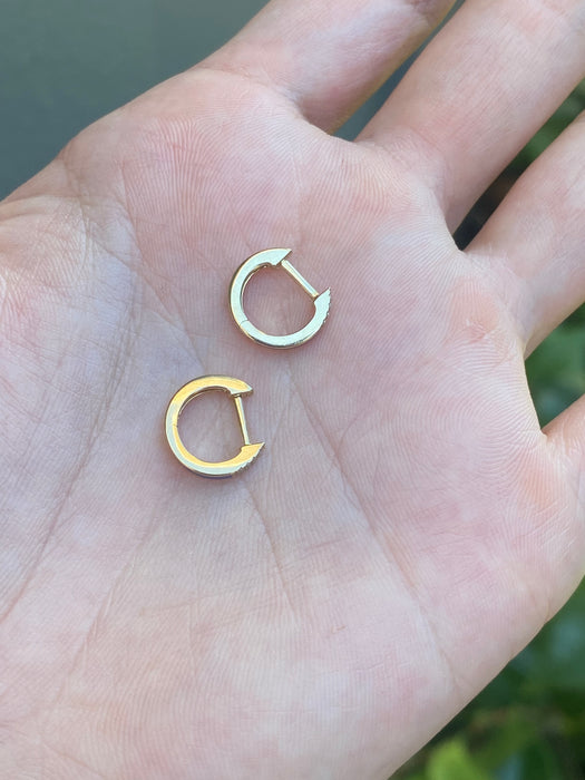 14k blue enamel diamond huggie earrings