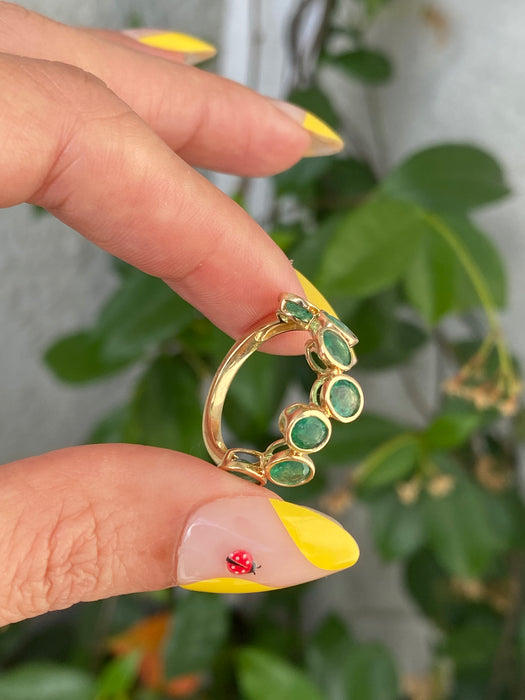 14k Gold Bezel Set Oval Emerald Ring Size 6