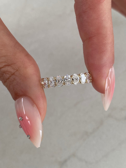 14K Gold 3 Carat Oval Lab Diamond Eternity Ring