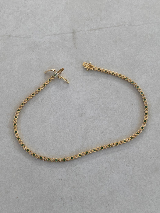 14K Lab Emerald & Diamond Tennis Bracelet