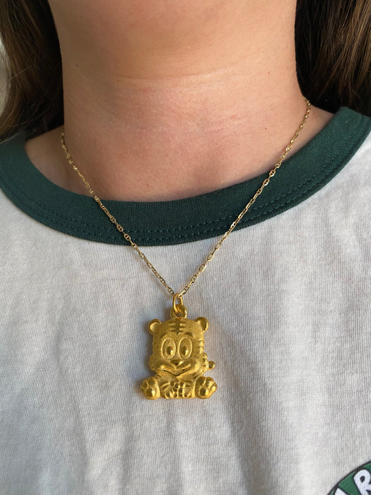 Vintage 24K Gold 3D Tiger Charm