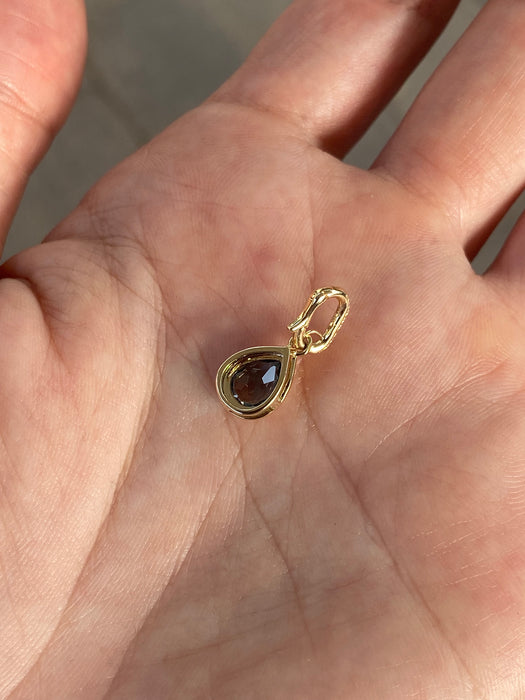 14K Gold London Blue Topaz & Diamond Pear Charm