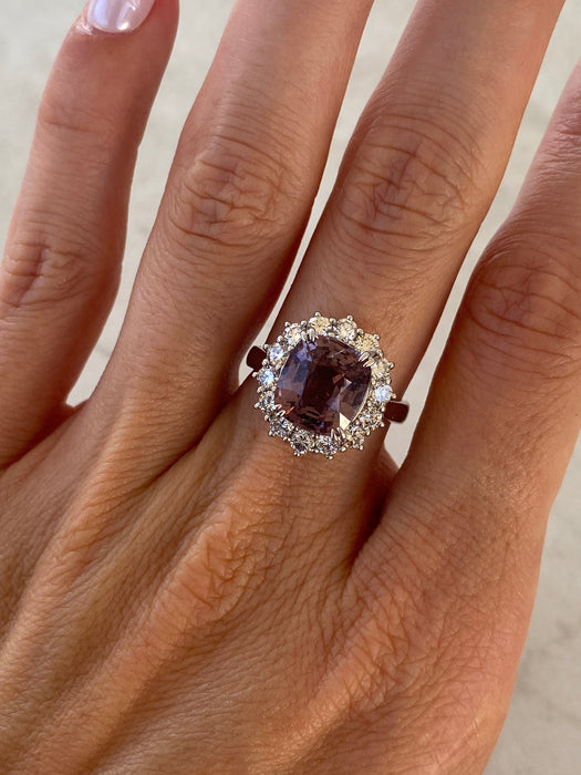 Vintage Platinum 950 Purple Spinel Cushion-Cut Ring