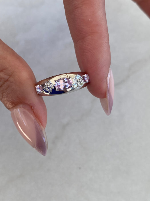 Vintage Platinum 900 Pink Tourmaline & Diamond Ring