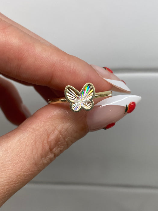 10k Fluted Rainbow Butterfly Ring