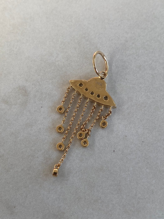 14K Diamond Alien Ship Charm
