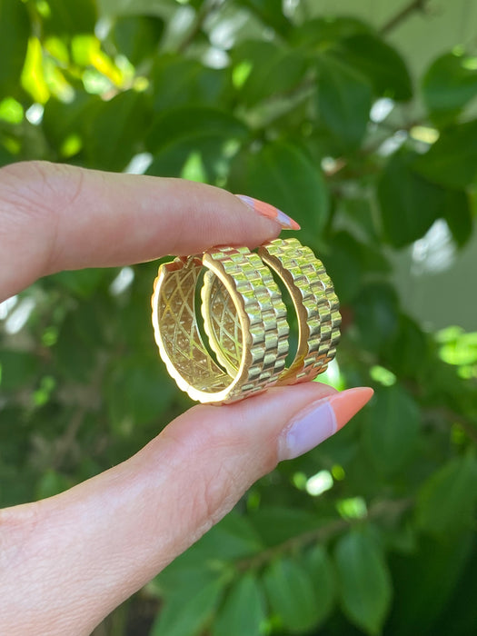 14k riveted link hoop earrings