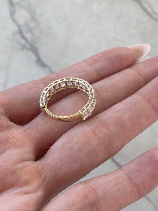 14K Gold 3.19 TCW Emerald-Cut Lab Diamond ¾ Eternity Ring- IGI
