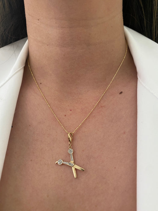 14k diamond scissors charm