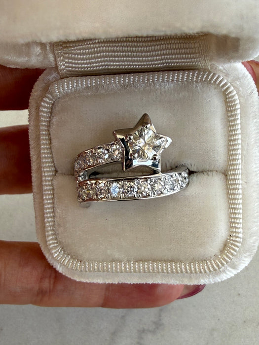 Vintage Platinum 900 Diamond Shooting Star Ring