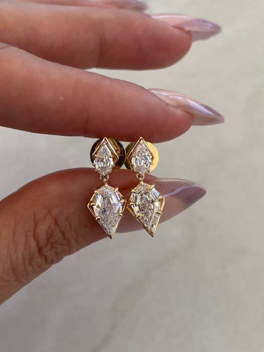 14K Gold Pear Step-Cut 2.7 Carat Lab Diamond Drop Earrings