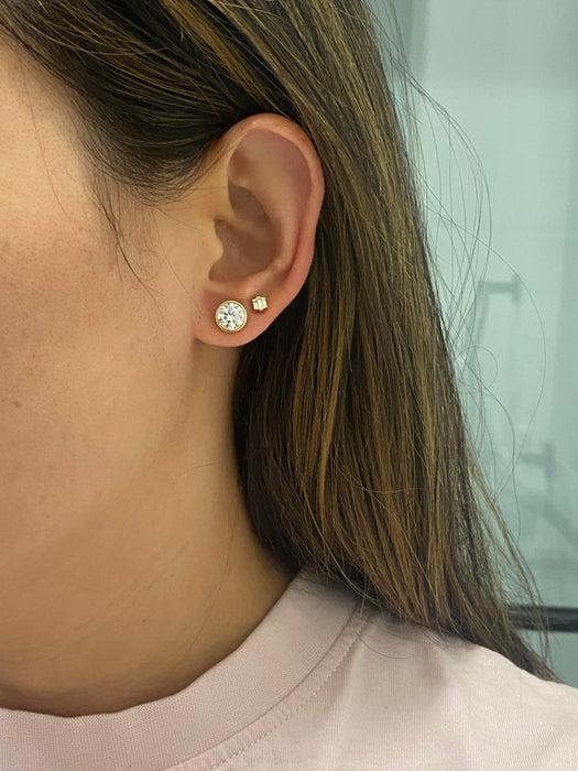 14K Gold Bezel Lab Diamond Stud Earrings – 2.17 TCW