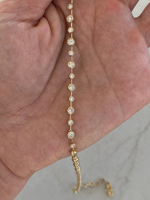 14K 4.34 TCW Natural Diamond Bezel-Set Tennis Necklace