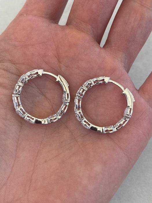 14K White Gold Inside-Out Lab Diamond Hoop Earrings – 3.60 CTW
